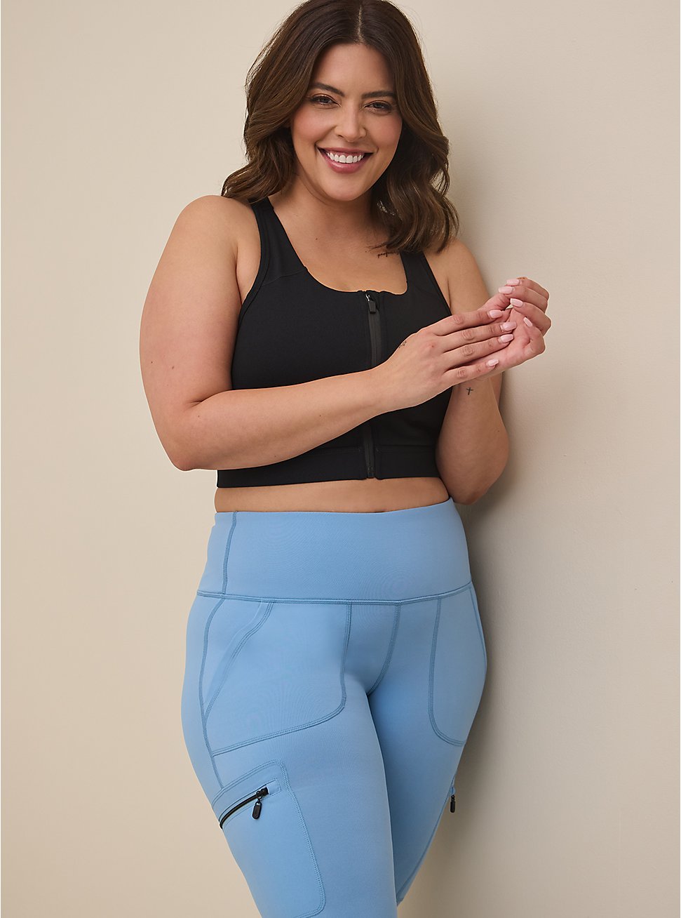 Plus Size Happy Camper Performance Core Full Length Active Legging With Cargo Pocket, BLUE ICE, hi-res