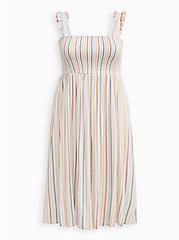 Ruffle Strap Midi Dress - Challis Multi Stripe, STRIPE - MULTI, hi-res