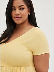 Plus Size Smocked V-Neck Skater Dress - Challis Yellow, SUNDRESS, alternate