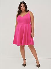 Plus Size Contouring Sweetheart Skater Dress - Scuba Pink, PINK GLO, alternate