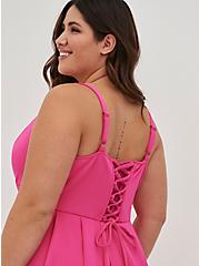 Plus Size Contouring Sweetheart Skater Dress - Scuba Pink, PINK GLO, alternate