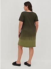 Plus Size Slash T-Shirt Dress - Cotton Dip Dye Green, DIP DYE, alternate