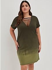 Plus Size Slash T-Shirt Dress - Cotton Dip Dye Green, DIP DYE, hi-res