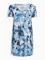 Plus Size Pocket T-Shirt Dress - Super Soft Tie Dye Blue, TIE DYE-BLUE, hi-res