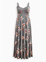 Plus Size Tiered Maxi Dress - Super Soft Floral Grey, FLORAL - GREY, hi-res