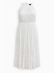 Halter Ruffle Tiered Midi Dress - Voile Eyelet White, BRIGHT WHITE, hi-res