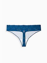 Wide Lace Trim Thong Panty - Cotton Ombre Skulls Blue, MUERTOS OMBRE SKULL: BLUE, alternate