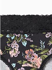 Wide Lace Cheeky Panty - Cotton Floral Black, PINK SWEAR FLORAL, alternate