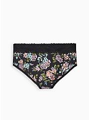 Plus Size Wide Lace Cheeky Panty - Cotton Floral Black, PINK SWEAR FLORAL, alternate