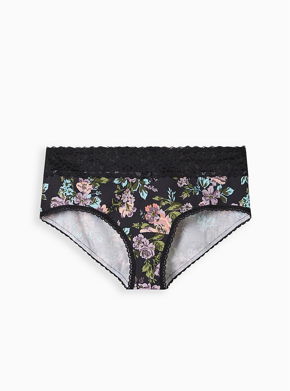 Wide Lace Cheeky Panty - Cotton Floral Black, PINK SWEAR FLORAL, hi-res
