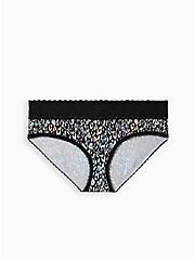 Plus Size Wide Lace Hipster Panty - Cotton Leopard Black, SWEEPING LEOPARD, hi-res
