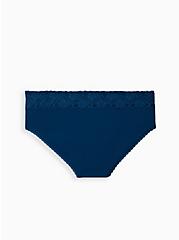 Plus Size Wide Lace Trim Hipster Panty - Cotton Blue, POSEIDON, alternate