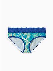 Plus Size Wide Lace Hipster Panty - Cotton Tie Dye Blue, BOLTS TIE DYE: BLUE, hi-res