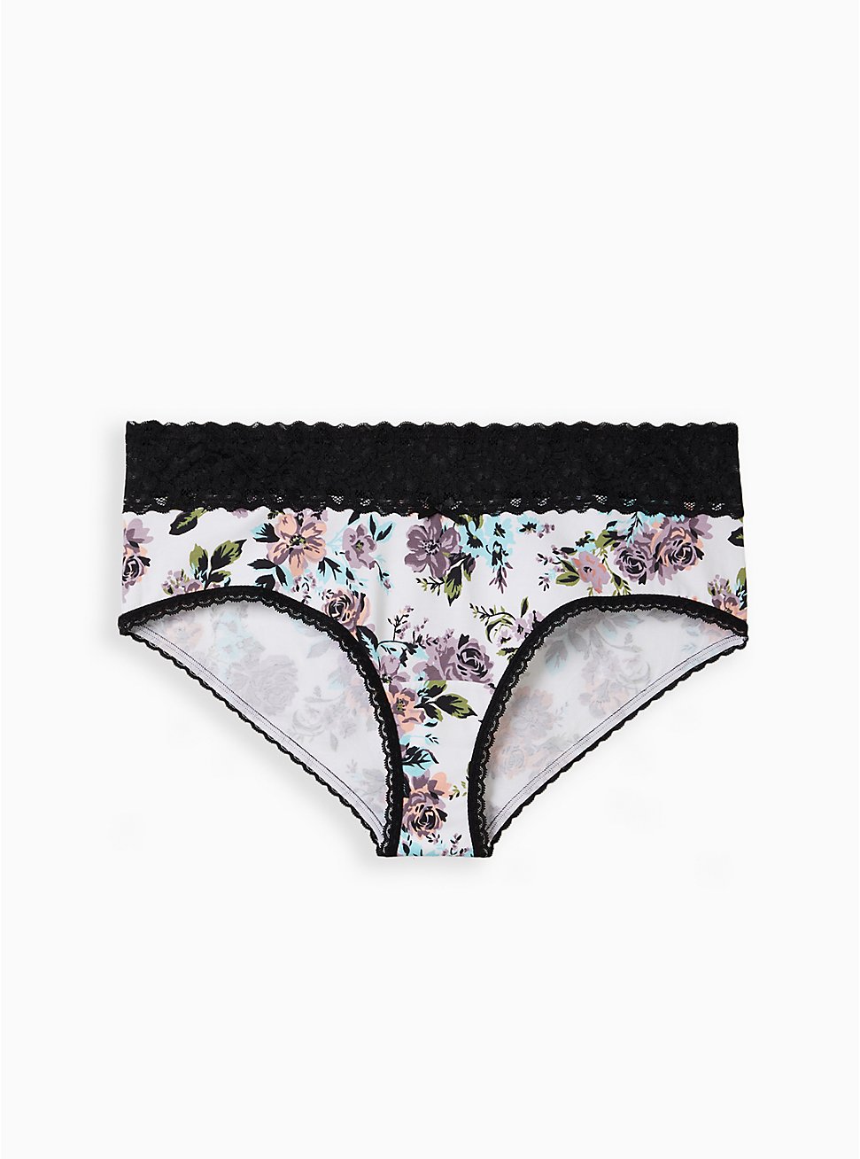 Wide Lace Trim Cheeky Panty - Cotton Floral White, PINKY SWEAR FLORAL: WHITE, hi-res