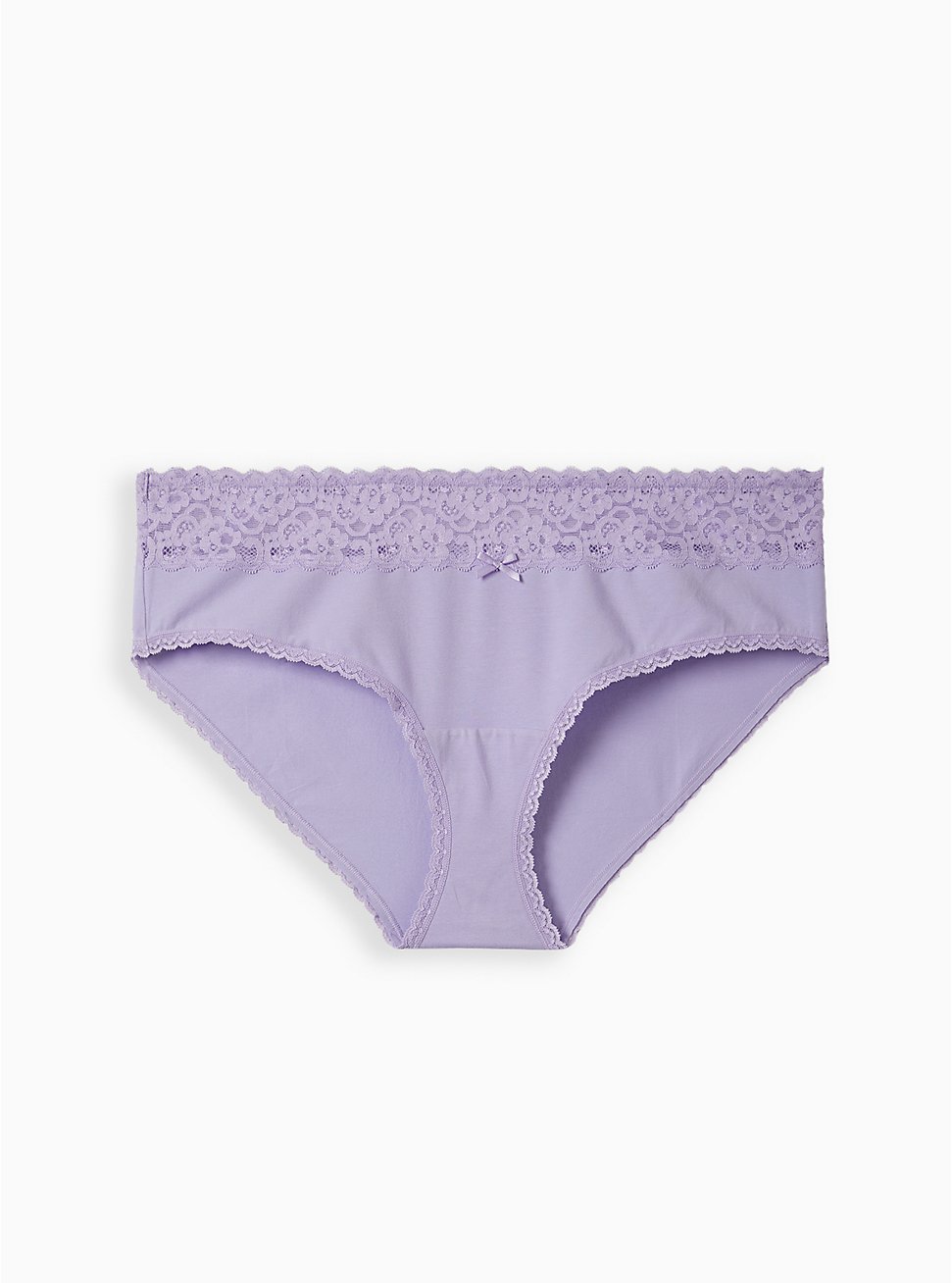 Plus Size Wide Lace Hipster Panty - Cotton Lavender, LAVENDER, hi-res