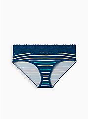 Wide Lace Trim Hipster Panty - Cotton Stripe Blue, PERFECT STRIPE, hi-res