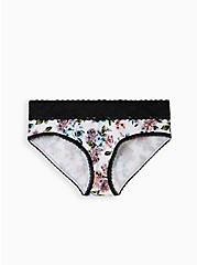 Plus Size Wide Lace Hipster Panty - Floral White, PINKY SWEAR FLORAL: WHITE, hi-res