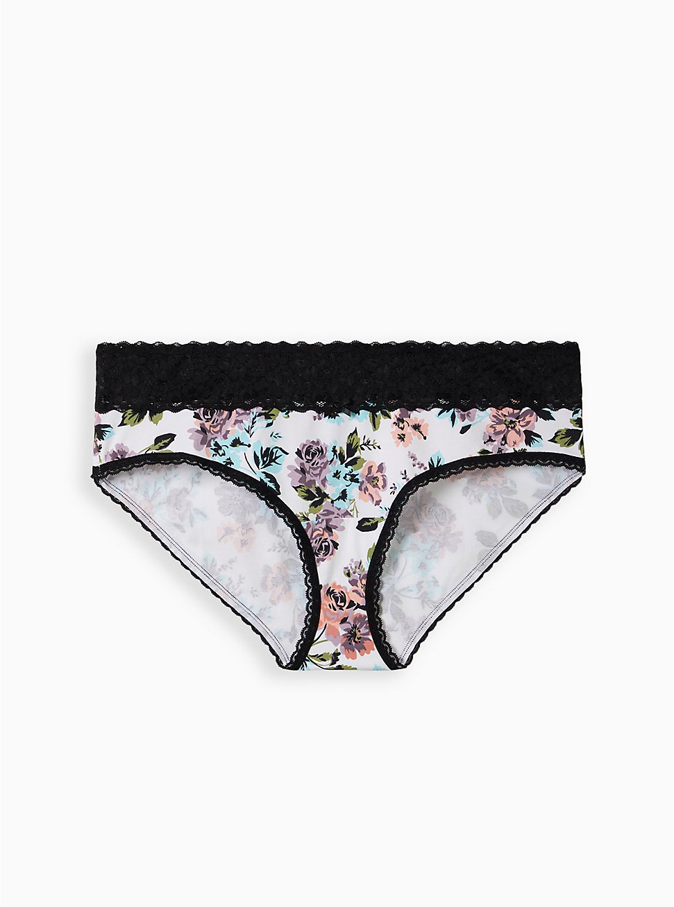 Plus Size Wide Lace Hipster Panty - Floral White, PINKY SWEAR FLORAL: WHITE, hi-res