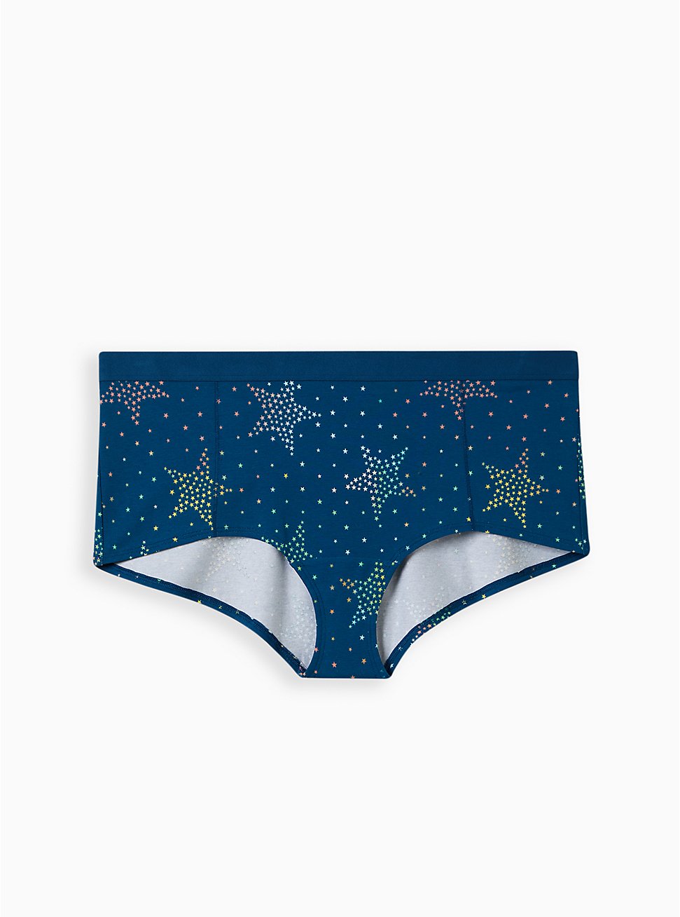 Plus Size Boyshort Panty - Cotton Stars Blue, GLOW STAR CLUSTERS, hi-res