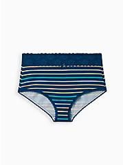 Wide Lace Trim Brief Panty - Cotton Stripe Blue, PERFECT STRIPE, hi-res