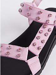 Plus Size Studded Velcro Strap Sandal - Purple (WW), , alternate