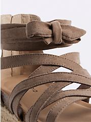 Strappy Flatform Sandal - Faux Suede Taupe (WW) , TAUPE, alternate