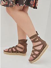 Strappy Flatform Sandal - Faux Suede Taupe (WW) , TAUPE, hi-res