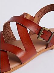 Plus Size Criss Cross Sandal - Faux Leather Cognac (WW), COGNAC, alternate