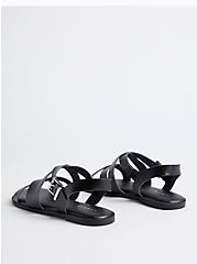 Plus Size Criss Cross Gladiator Sandal (WW), BLACK, alternate