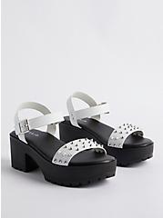 Studded Chunky Heel - Faux Leather White (WW), IVORY, hi-res
