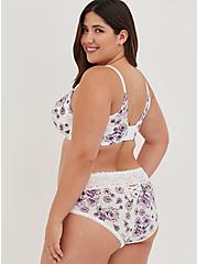 Second Skin Mid-Rise Hipster Lace Trim Mini Lattice Back Panty, WATERCOLOR EXPLOSION FLORAL BRIGHT WHITE, alternate