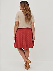 High Waist A-Line Skirt - Embroidered Eyelet Red, TANDOORI SPICE, alternate