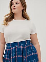 Plus Size Button Front Skirt - Challis Plaid Blue, PLAID - MULTI, alternate