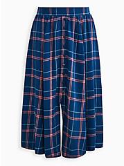 Plus Size Button Front Skirt - Challis Plaid Blue, PLAID - MULTI, hi-res