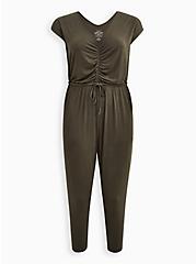 Plus Size Dolman Sleeve Jumpsuit - Super Soft Olive, DEEP DEPTHS, hi-res