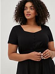 Plus Size Smocked Waist Maxi Dress - Stretch Challis Black, DEEP BLACK, alternate