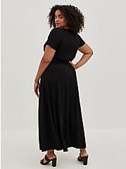 Plus Size Smocked Waist Maxi Dress - Stretch Challis Black, DEEP BLACK, alternate