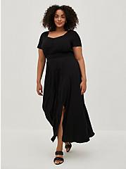 Plus Size Smocked Waist Maxi Dress - Stretch Challis Black, DEEP BLACK, hi-res
