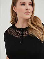 Lace Inset Trapeze Dress - Super Soft Black, DEEP BLACK, alternate