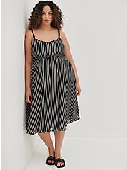 Pleated Midi Dress - Chiffon Stripe Black & White, STRIPE-BLACK WHITE, alternate