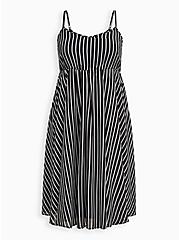 Pleated Midi Dress - Chiffon Stripe Black & White, STRIPE-BLACK WHITE, hi-res