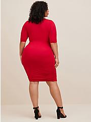 Mini Super Soft Elbow Sleeve Bodycon Dress, JESTER RED, alternate