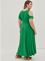 Embroidered Cold Shoulder Surplice Maxi Dress - Super Soft Green, JELLY BEAN, alternate