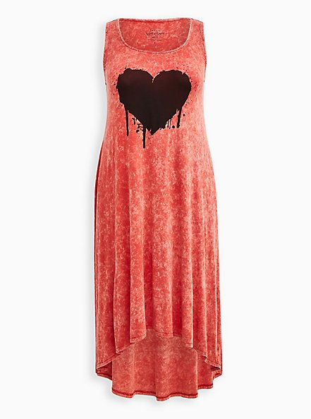 Hi-Lo Maxi Dress - Super Soft Heart Red Wash, RED, hi-res
