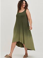 Plus Size Hi-Lo Maxi Dress - Super Soft Dip Dye Olive & Black, DIP DYE, alternate