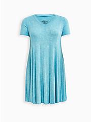Trapeze Mini Dress - Super Soft Mineral Wash Blue, BLUE, hi-res