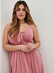 Plus Size Bow Skater Mini Dress - Super Soft Rose Pink, DUSTY ROSE, alternate