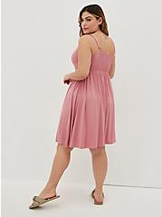 Bow Skater Mini Dress - Super Soft Rose Pink, DUSTY ROSE, alternate