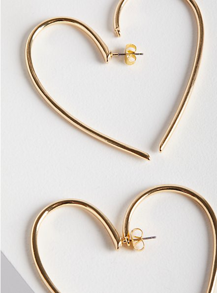Wire Heart Front-To-Back Earring - Gold Tone, , alternate