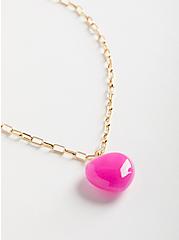 Pendant - Gold Tone Link Pink Heart Stone, , alternate